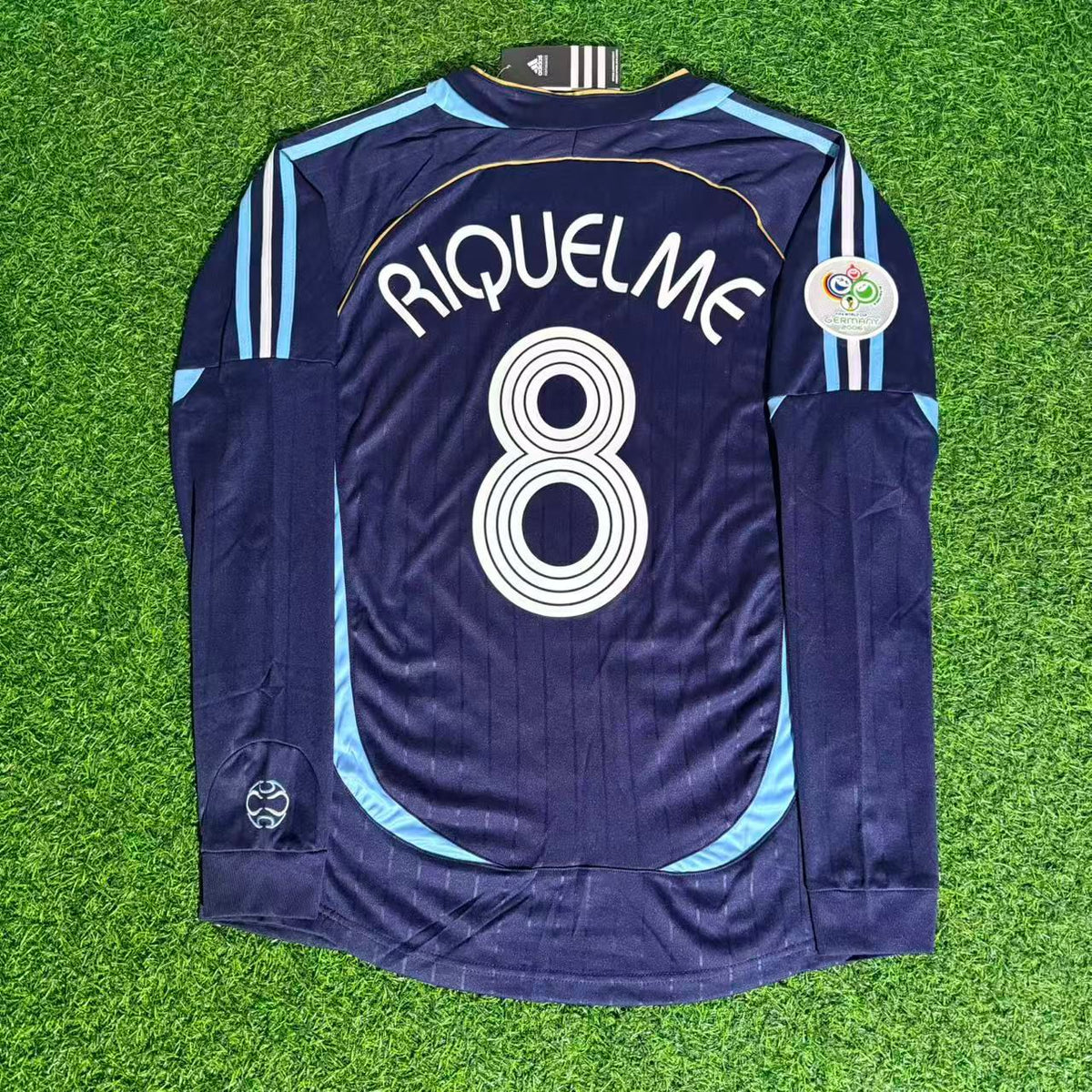 2006 Argentina World Cup Juan Roman Riquelme Long Sleeve Retro Football Jersey – Back View