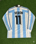 Argentina 1998 World Cup White Long Sleeve Retro Football Jersey – Juan Sebastian Veron – Back View