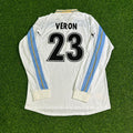 Juan Sebastian Veron Lazio 1999 2000 White Long Sleeve Retro Football Jersey – Back View