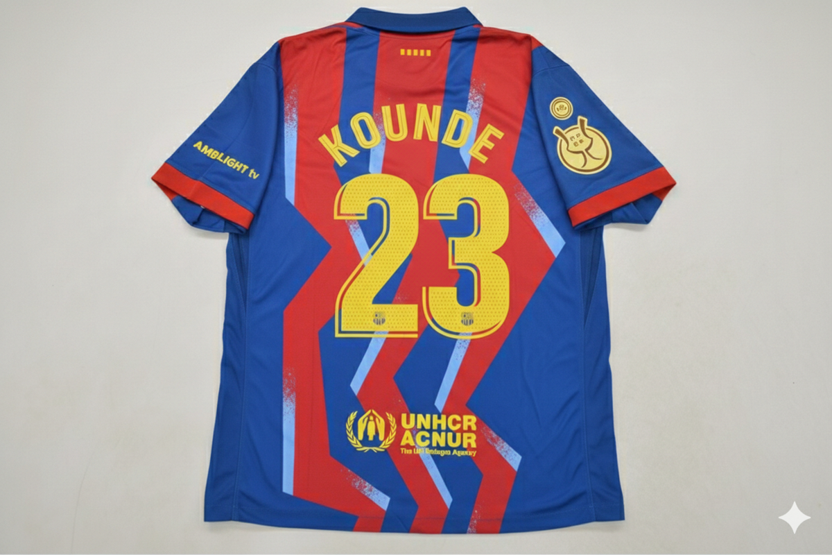 2026 Jules Kounde 23- Barcelona Supercopa de España Football Jersey – Back View