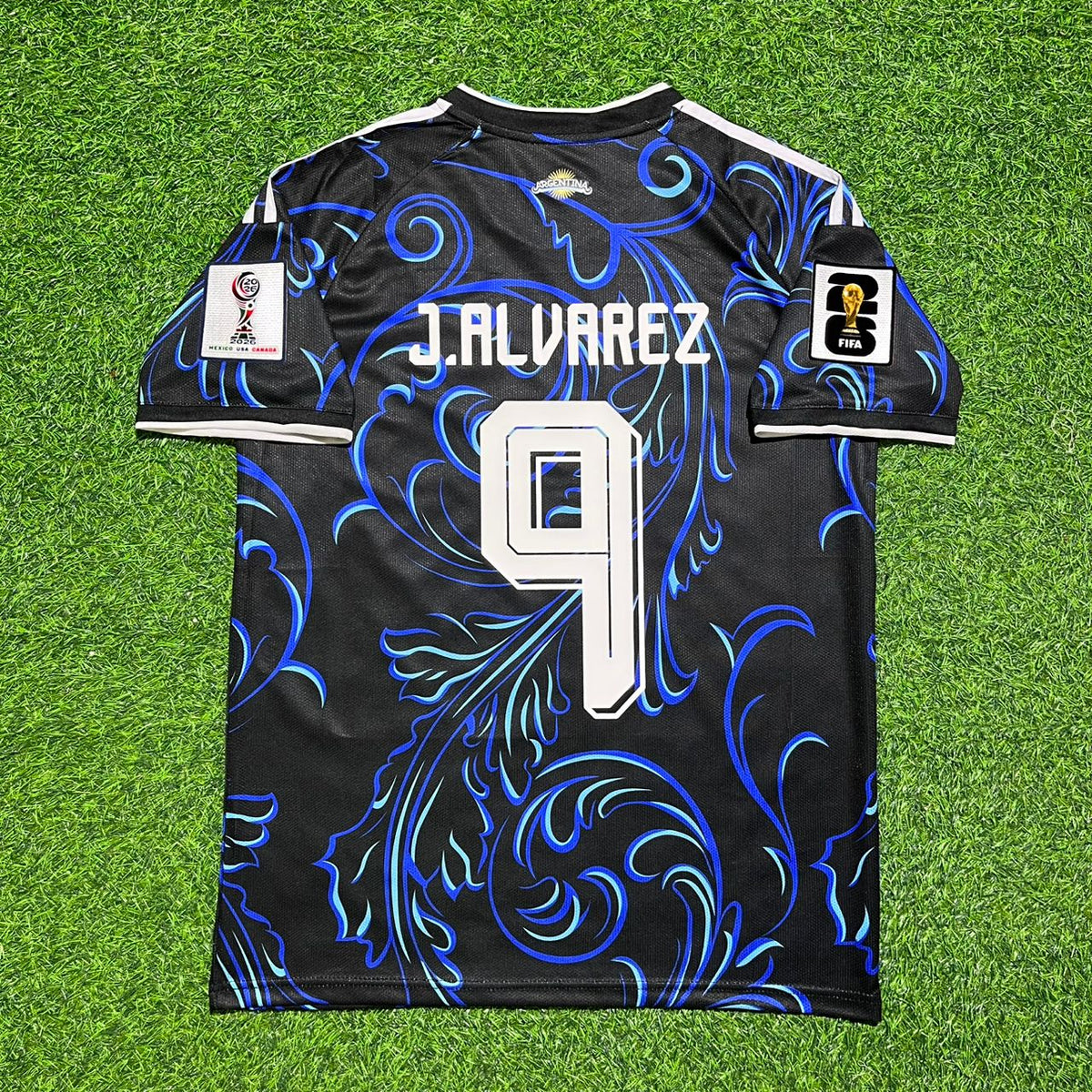 Argentina 2026 World Cup Away Blue Jersey – Julián Álvarez #9 – Back View