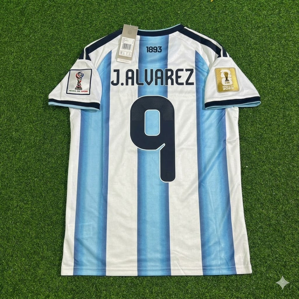 Argentina 2026 World Cup Football Jersey – Julian Alvarez – Back View