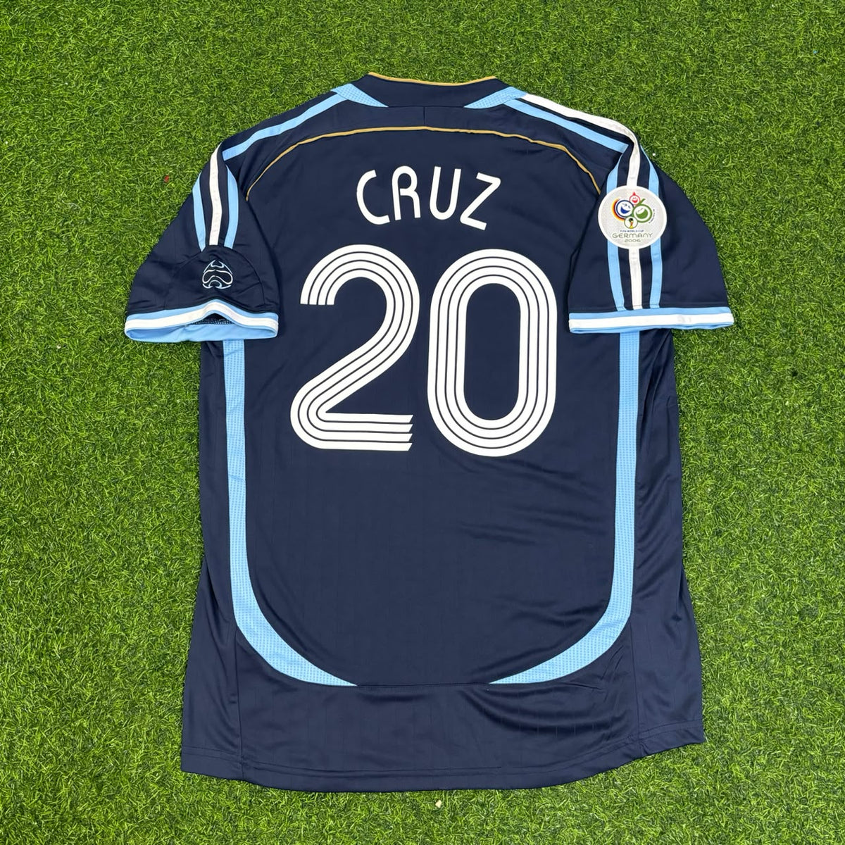 Julio Cruz #20 Argentina 2006 World Cup Dark Blue Home Retro Football Jersey – Back View