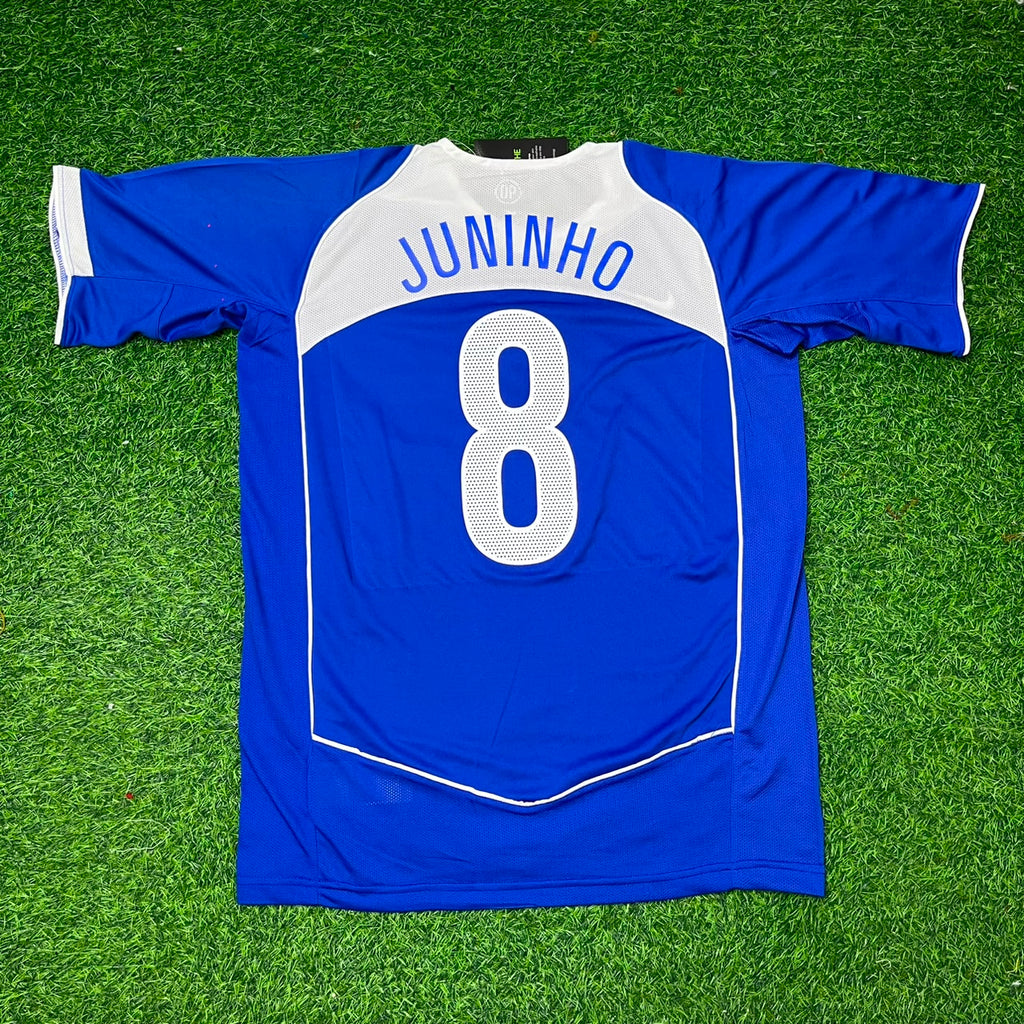 Brazil 2004 Blue Retro Football Jersey – Juninho Pernambucano – Back View