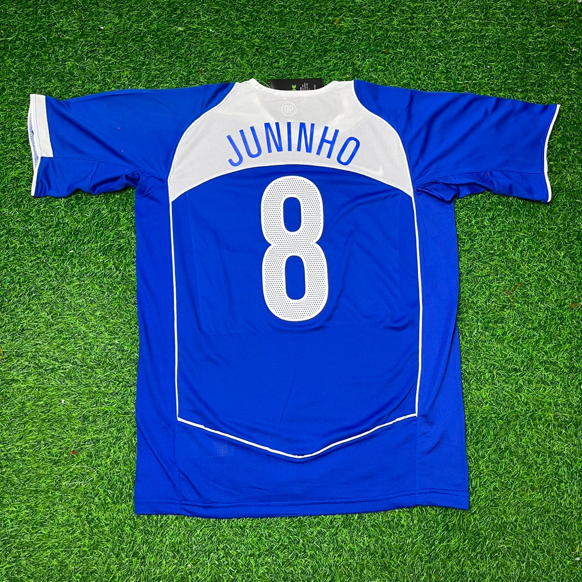 Brazil 2004 Blue Retro Football Jersey – Juninho Pernambucano – Back View