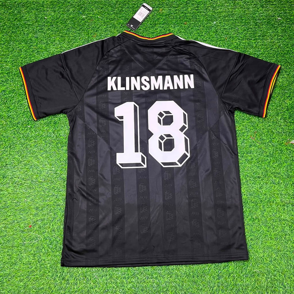 Germany Black Retro Vintage Football Jersey – Jürgen Klinsmann 18# – Back View