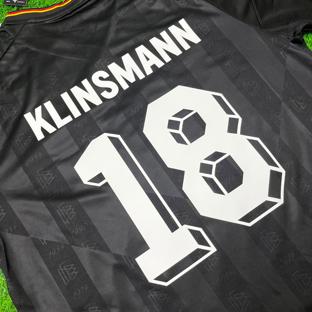 Germany Black Retro Vintage Football Jersey – Jürgen Klinsmann 18# – Front View