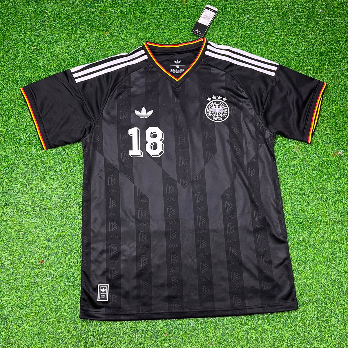 Germany Black Retro Vintage Football Jersey – Jürgen Klinsmann 18# – Detailed View