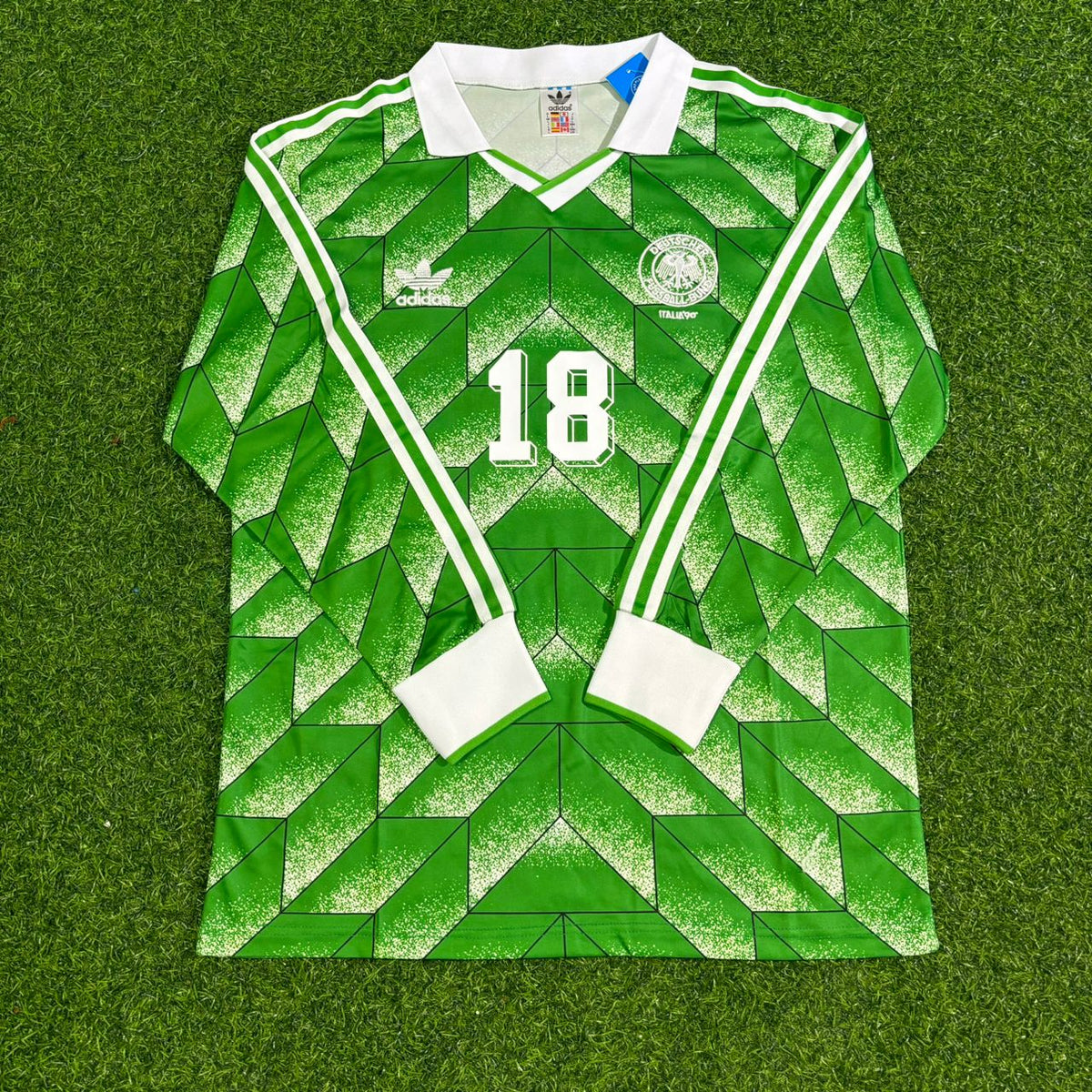 Germany 1990 World Cup Green Long Sleeve Football Jersey – Jurgen Klinsmann – Front View