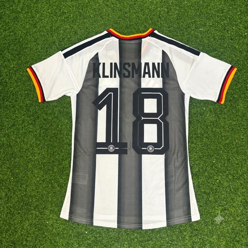 Jürgen Klinsmann Germany Stripe Special Edition Black White Jersey – Back View