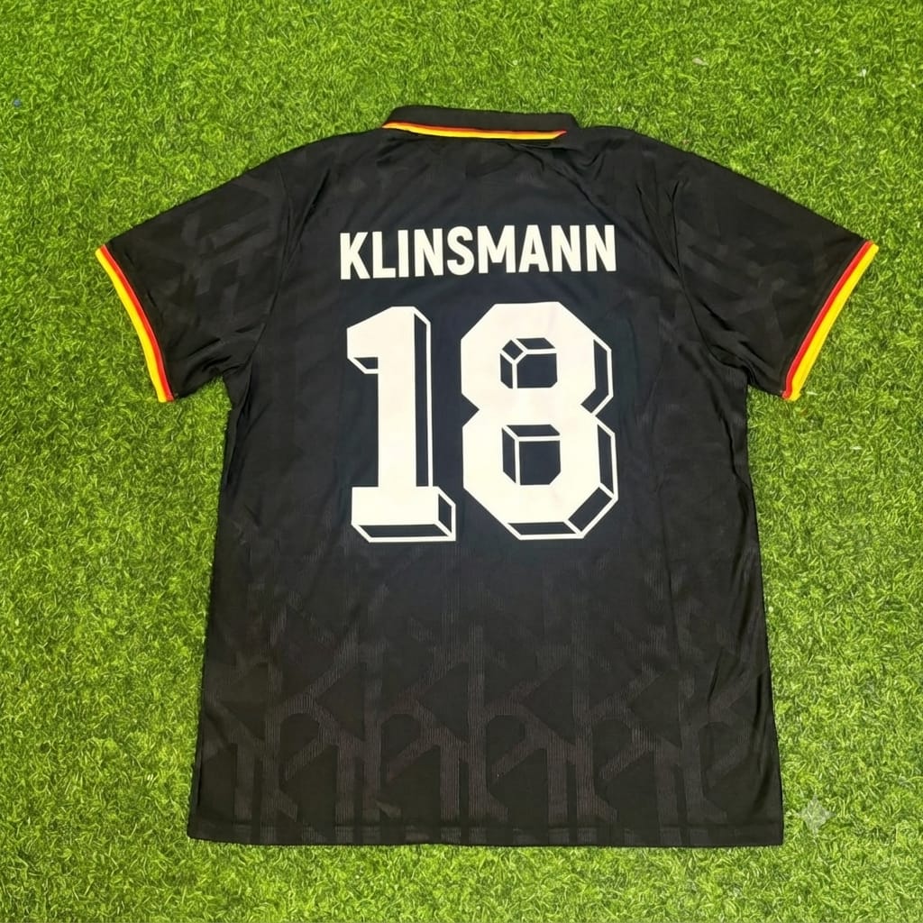 Jürgen Klinsmann Germany Black Polo Retro Commemorative Jersey – Back View