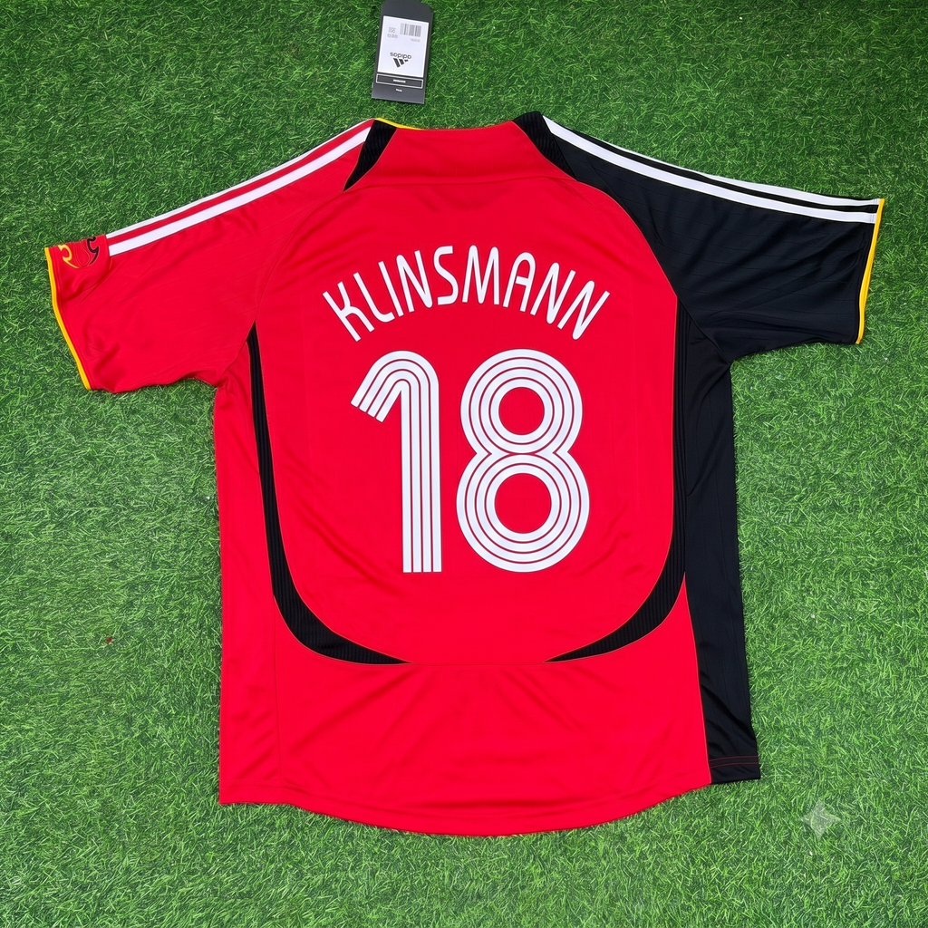 Jürgen Klinsmann Germany Red Black Retro Football Jersey – Back View