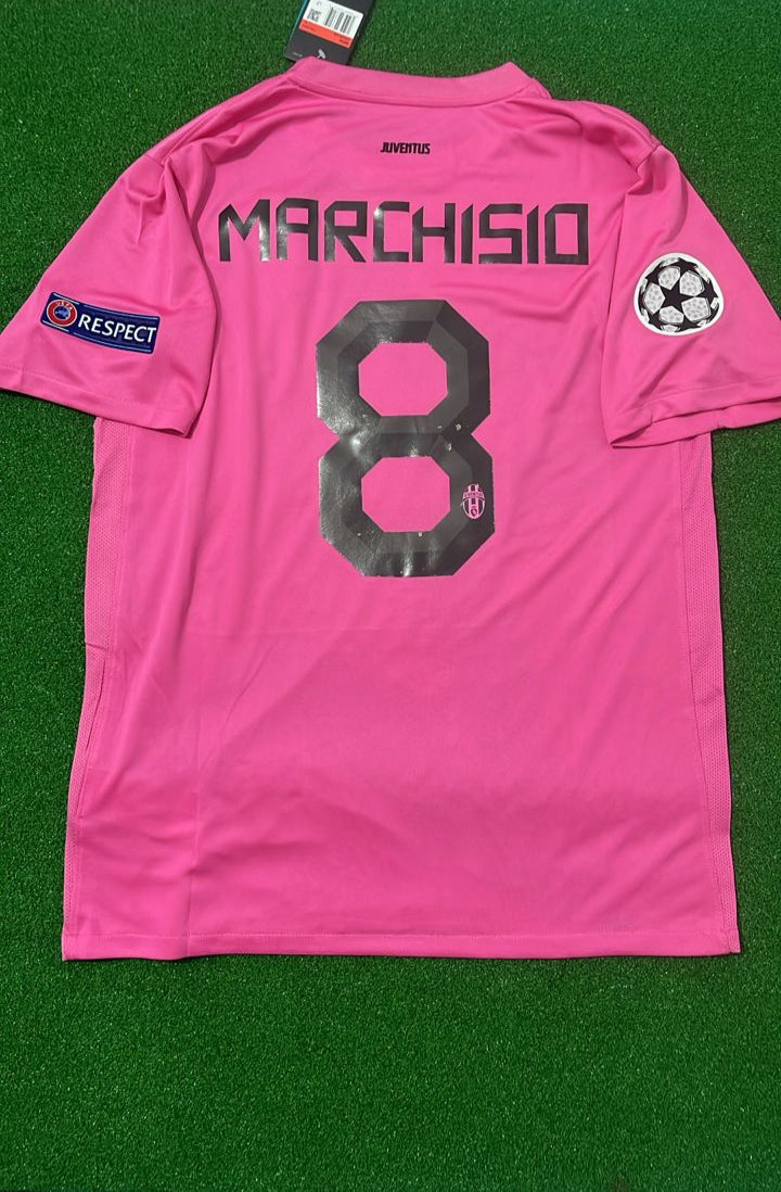 Claudio Marchisio Juventus Pink Black 2012 2013 Season Retro Jersey Kit – Back View