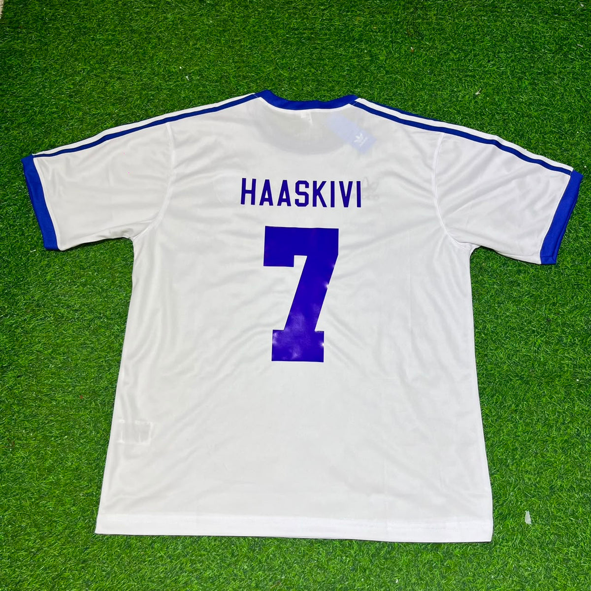 1982 Finland Suomi Haaskivi Home Retro Football Shirt Jalkapallopaita Jersey – Back View