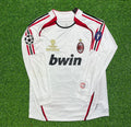 2007 AC Milan Champions League Final Away White Long Sleeve Retro Football Jersey – Back View