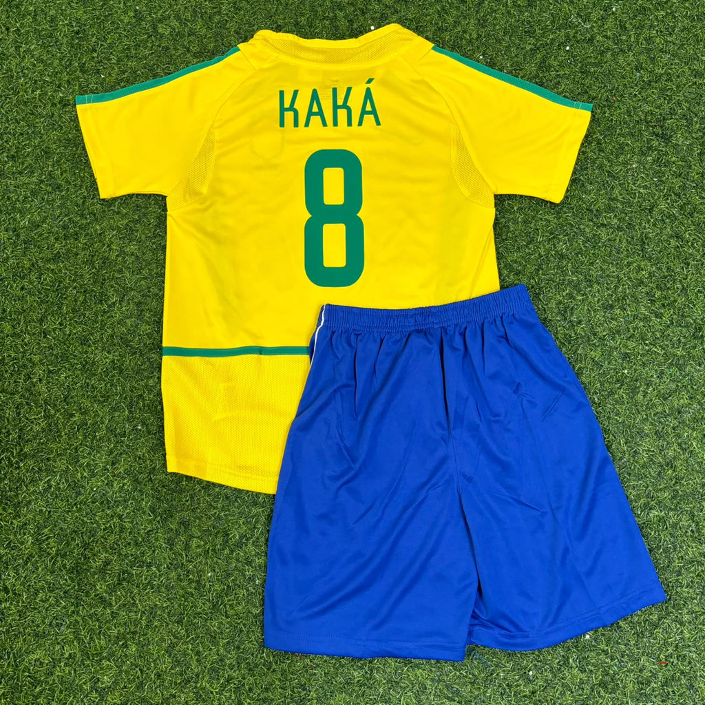 Brazil Retro Kids Football Jersey – Kaká Leite 8- – Back View