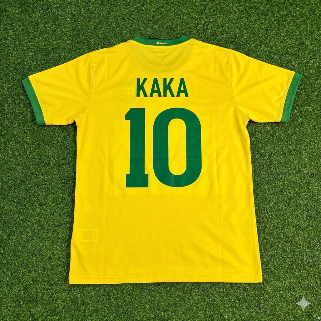 Kaka Leite Brazil Retro Home Football Jersey – Back View