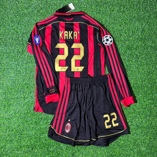2006/07 AC Milan Retro Long Sleeve Kids Football Kit Kaká Leite