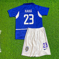 Kaka Leite Brazil 2002 World Cup Away Kids Kit – Kit Jersey for Children – | KinderTrikot | Enfant – Back View