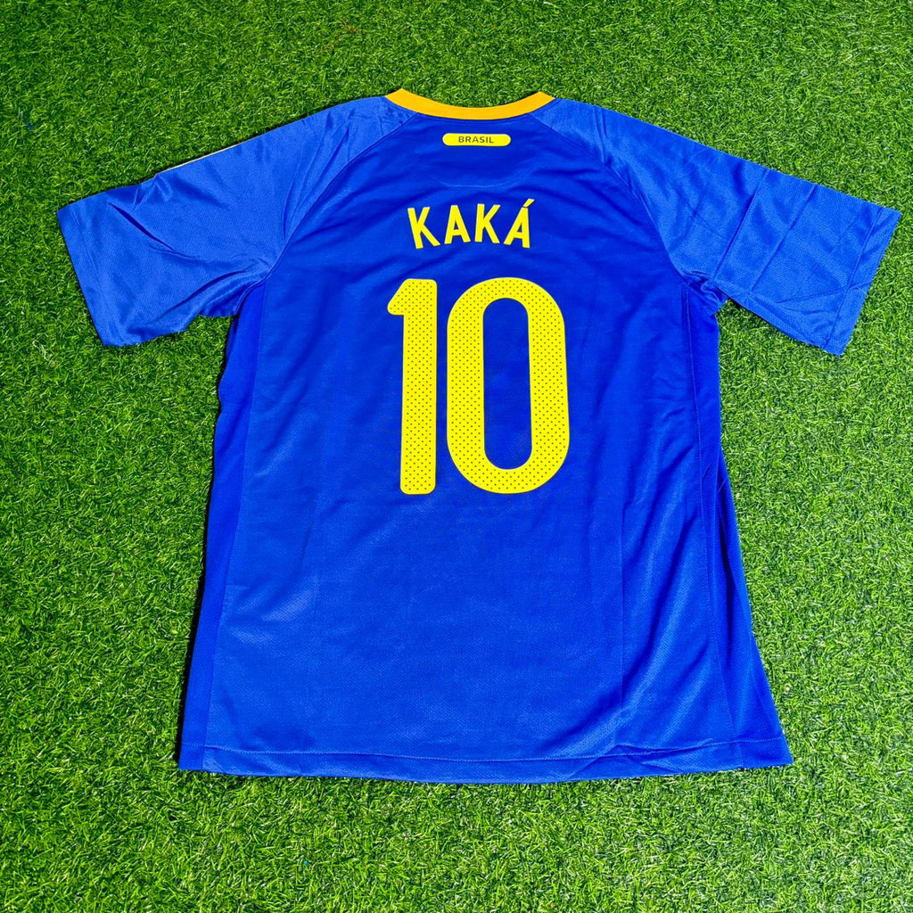 Kaka Leite Brazil 2010 World Cup Retro Blue Jersey – Back View