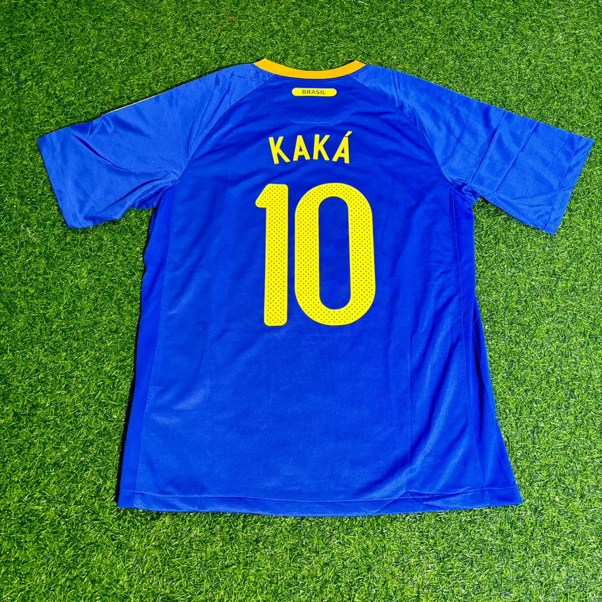 Kaka Leite Brazil 2010 World Cup Retro Blue Jersey – Back View