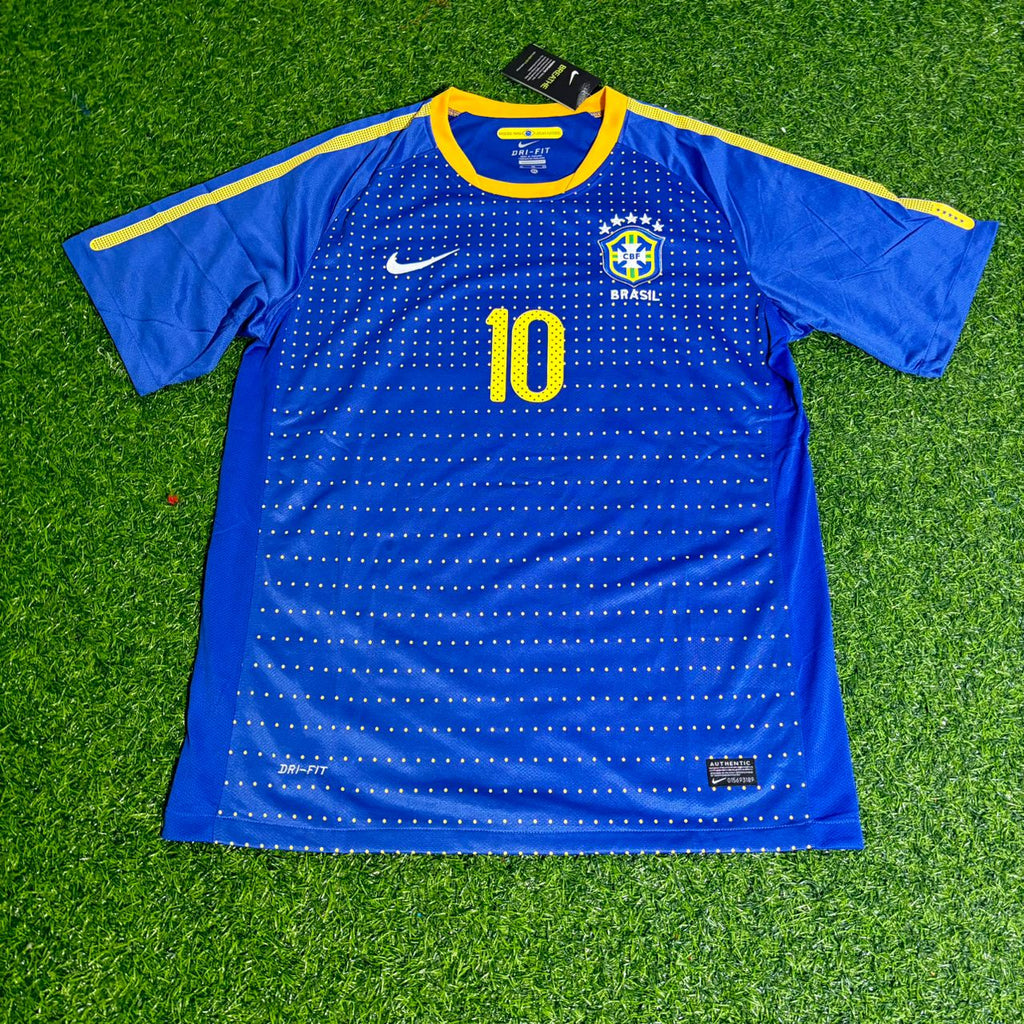 Kaka Leite Brazil 2010 World Cup Retro Blue Jersey – Front View