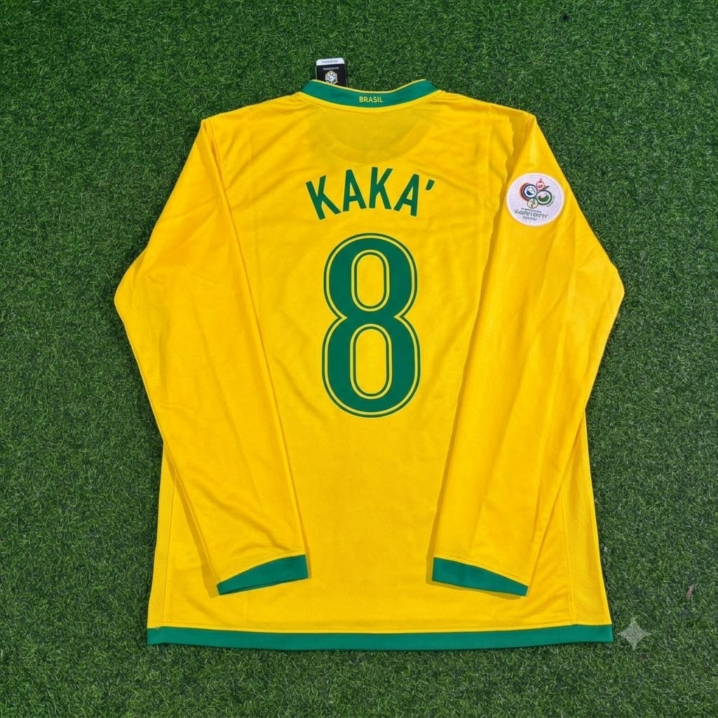2006 Brazil World Cup Kaka Leite #8 Long Sleeve Football Jersey – Back View
