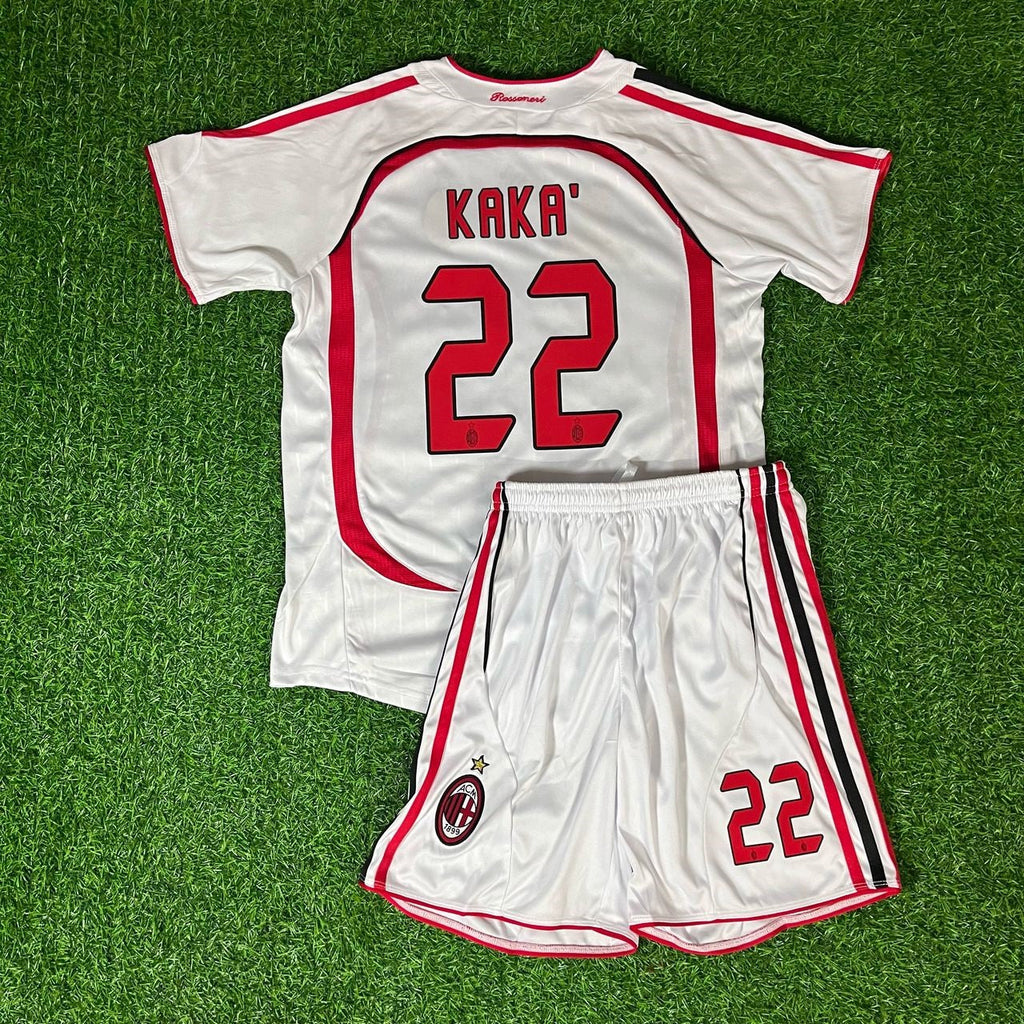 Kaka Leite Milan White Kids Children Set Retro Football Jersey – Back View