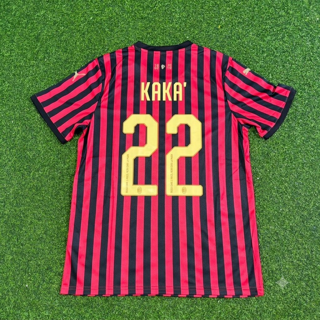 Kaka Leite AC Milan 120th Anniversary Special Golden Retro Football Jersey – Back View