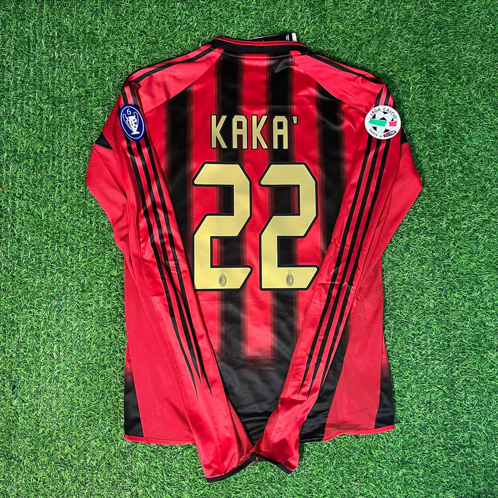 2003/04 Kaká 22 Milan Red & Black Home Retro Football Jersey – Back View