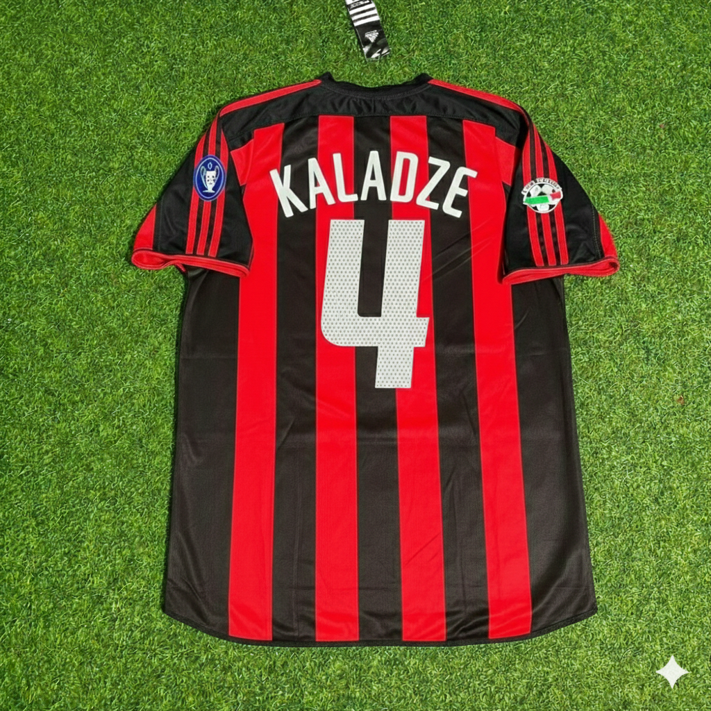 2003/04 Kakhaber Kaladze 4 Milan Home Retro Football Jersey – Back View