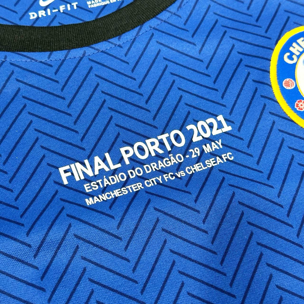 2021 Mason Mount Chelsea Champions League Final Porto Blue Retro Football Jersey – Detailed View