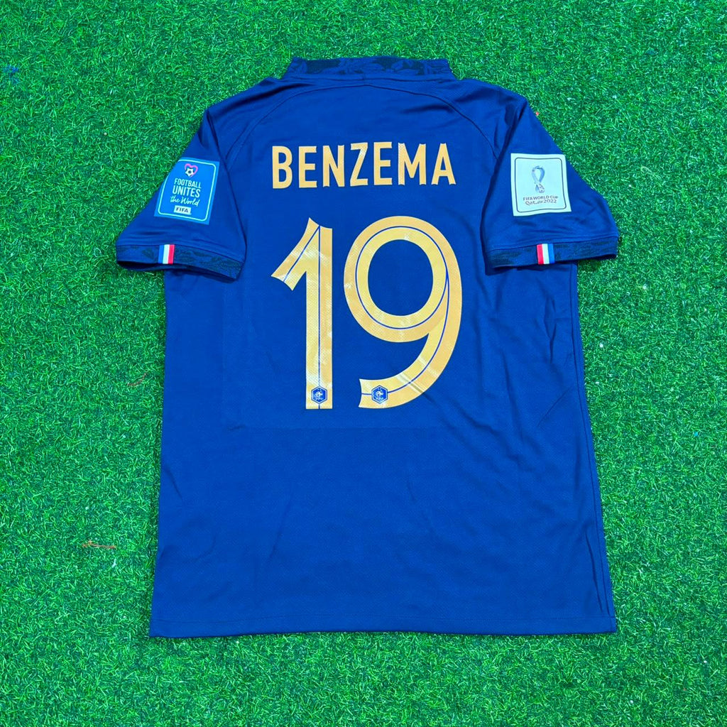Karim Benzema France 2022 World Cup Final Retro Jersey – Back View