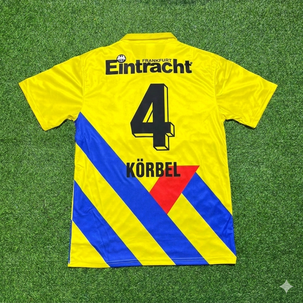 Karl-Heinz Körbel Eintracht Frankfurt Retro Yellow Football Jersey – Back View