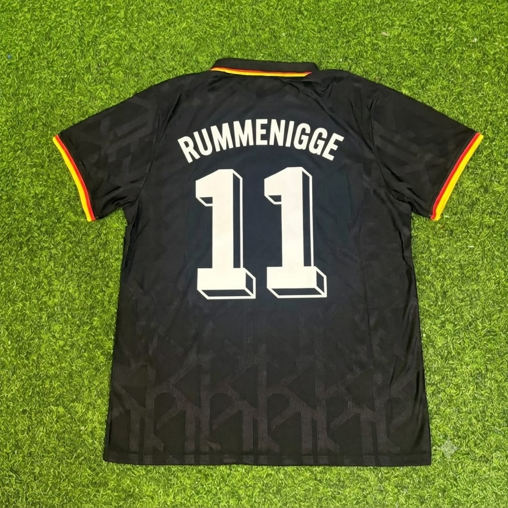 Karl-Heinz Rummenigge Germany Black Polo Retro Commemorative Jersey – Back View