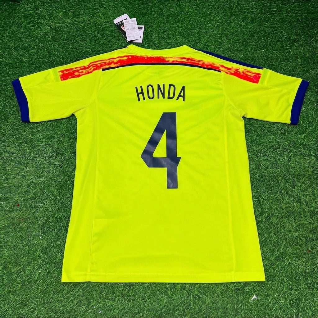 Keisuke Honda Japan 2014 World Cup Yellow Away Retro Jersey – Back View