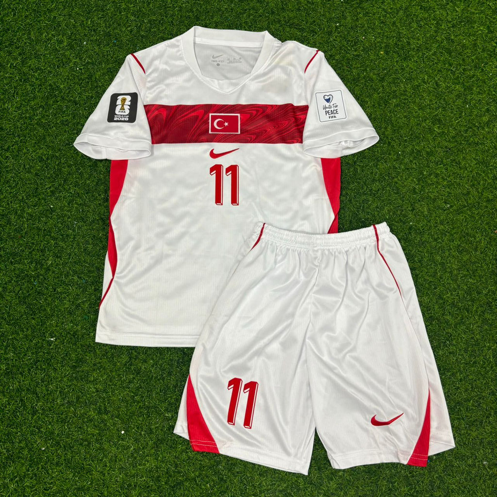 Turkey Türkiye 2026 World Cup Away White KIDS Football Jersey – Kenan Yıldız #11 – Front View