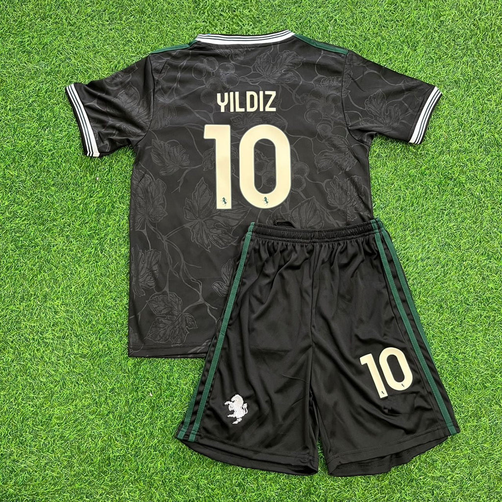 Kenan Yıldız Juventus 2026 New Season Black Kids Football Jersey – Back View