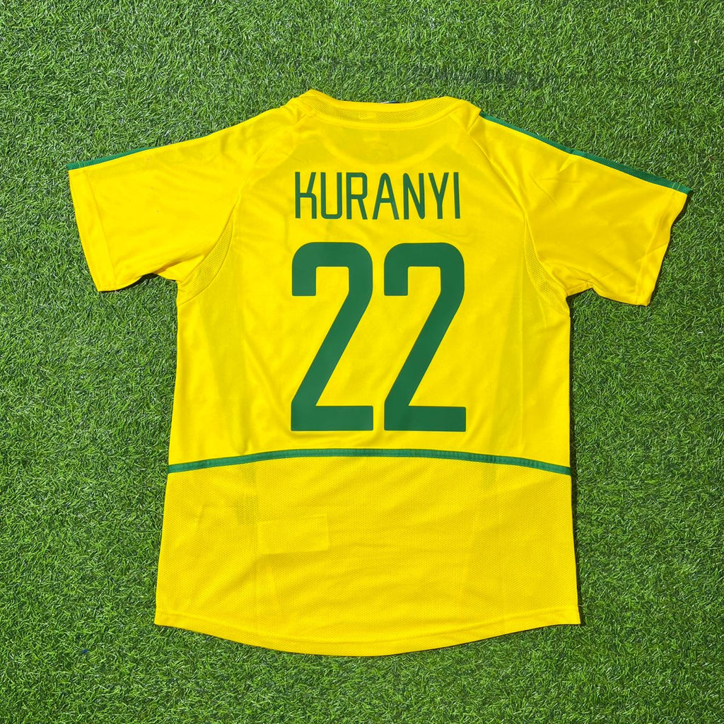 Kevin Kurányi Brazil 2002 Yellow Retro Football Jersey – Back View