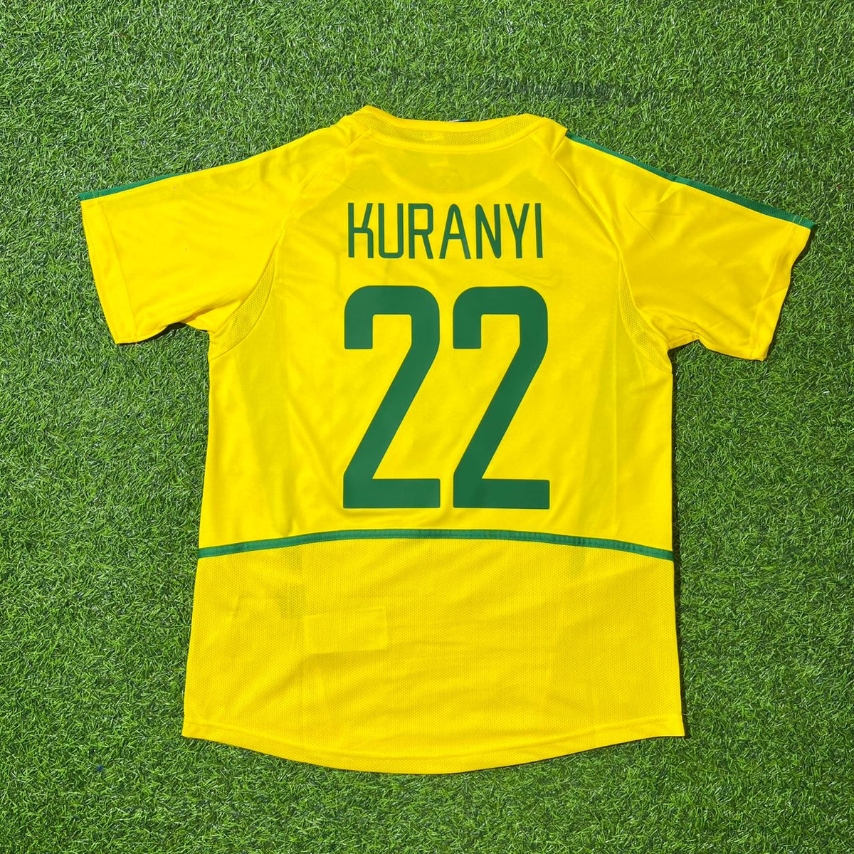 Kevin Kurányi Brazil 2002 Yellow Retro Football Jersey – Back View