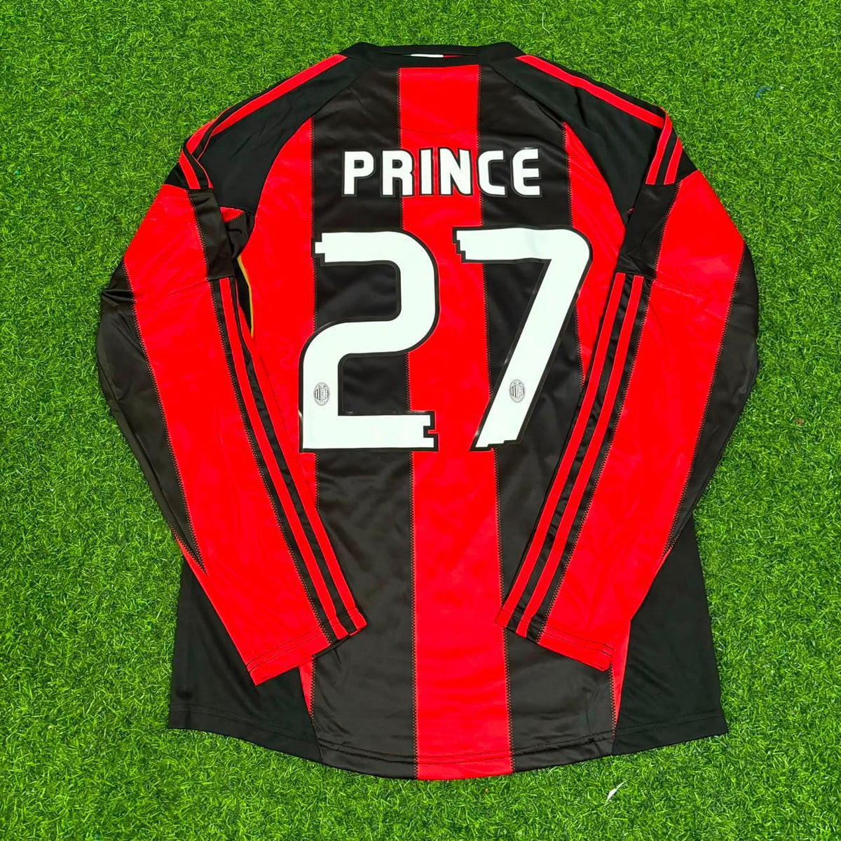 AC Milan 2010-2011 Home Log Sleeve Retro Football Jersey – Kevin-Prince Boateng – Back View