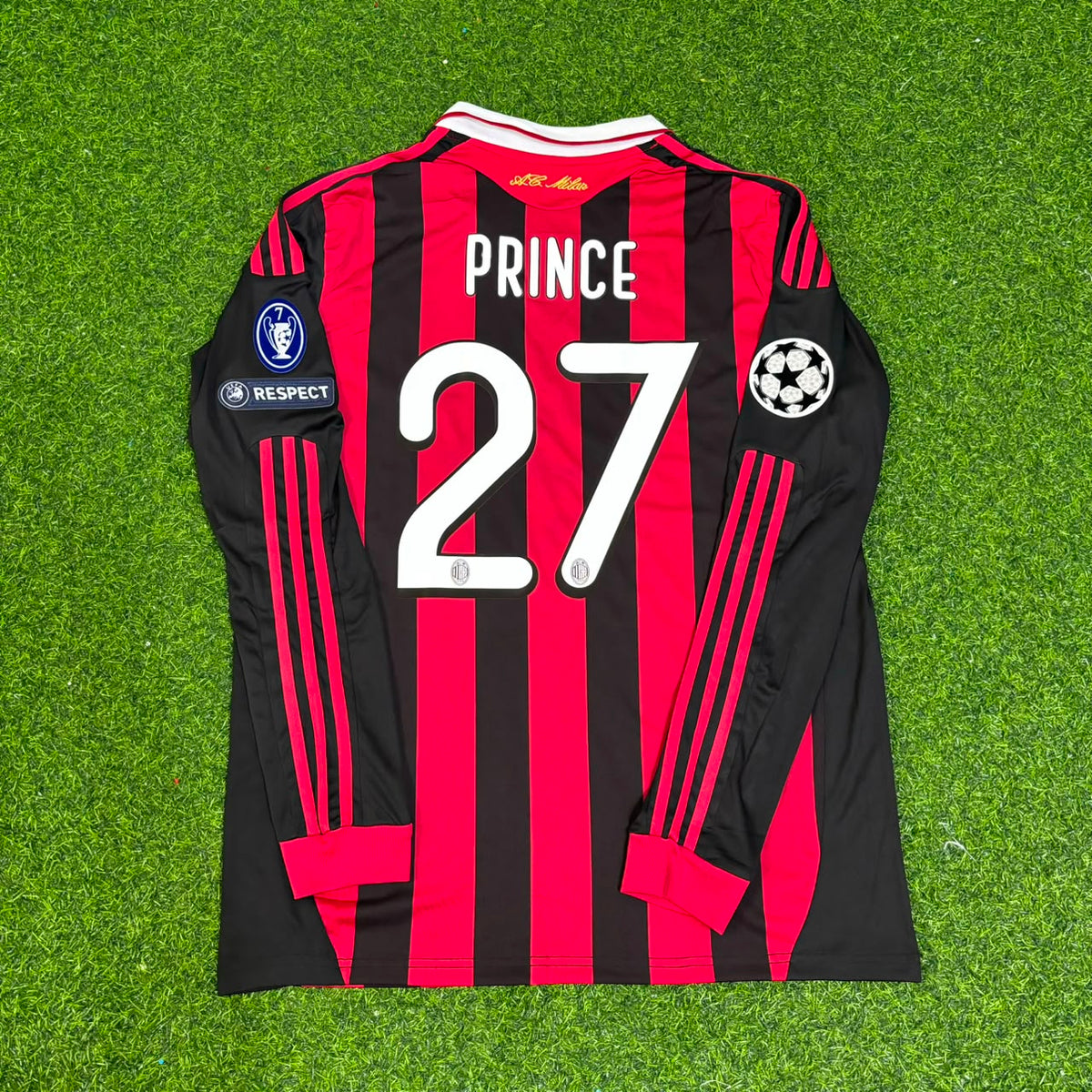 2009 Kevin-Prince Boateng Milan 2011 Retro Long Sleeve Football Jersey – Back View