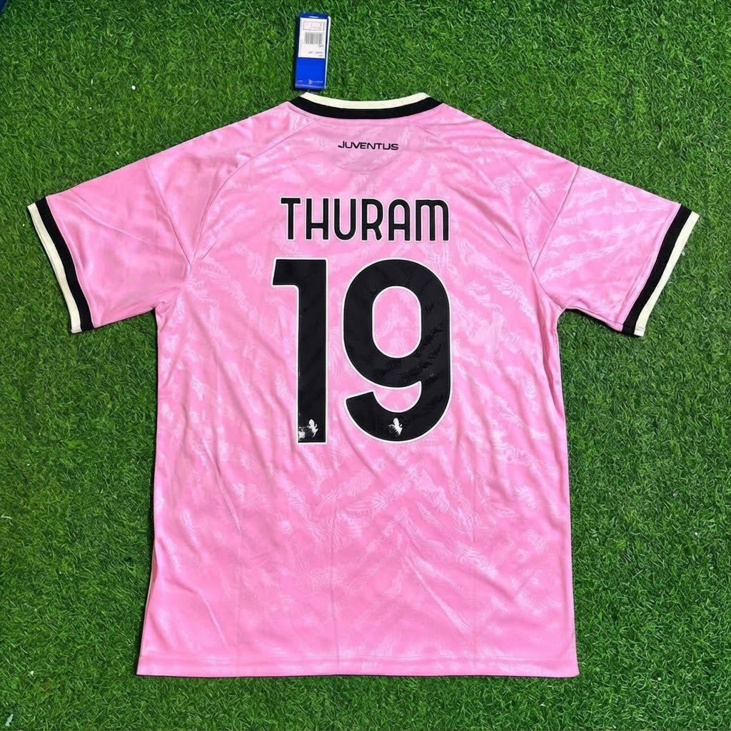 Khephren Thuram #19 Juventus 2026/2027 New Season Away Pink Football Jersey – Back View