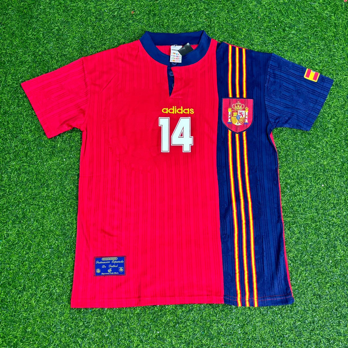 1996 Kiko Narváez Spain Retro Home Football Jersey – Front View