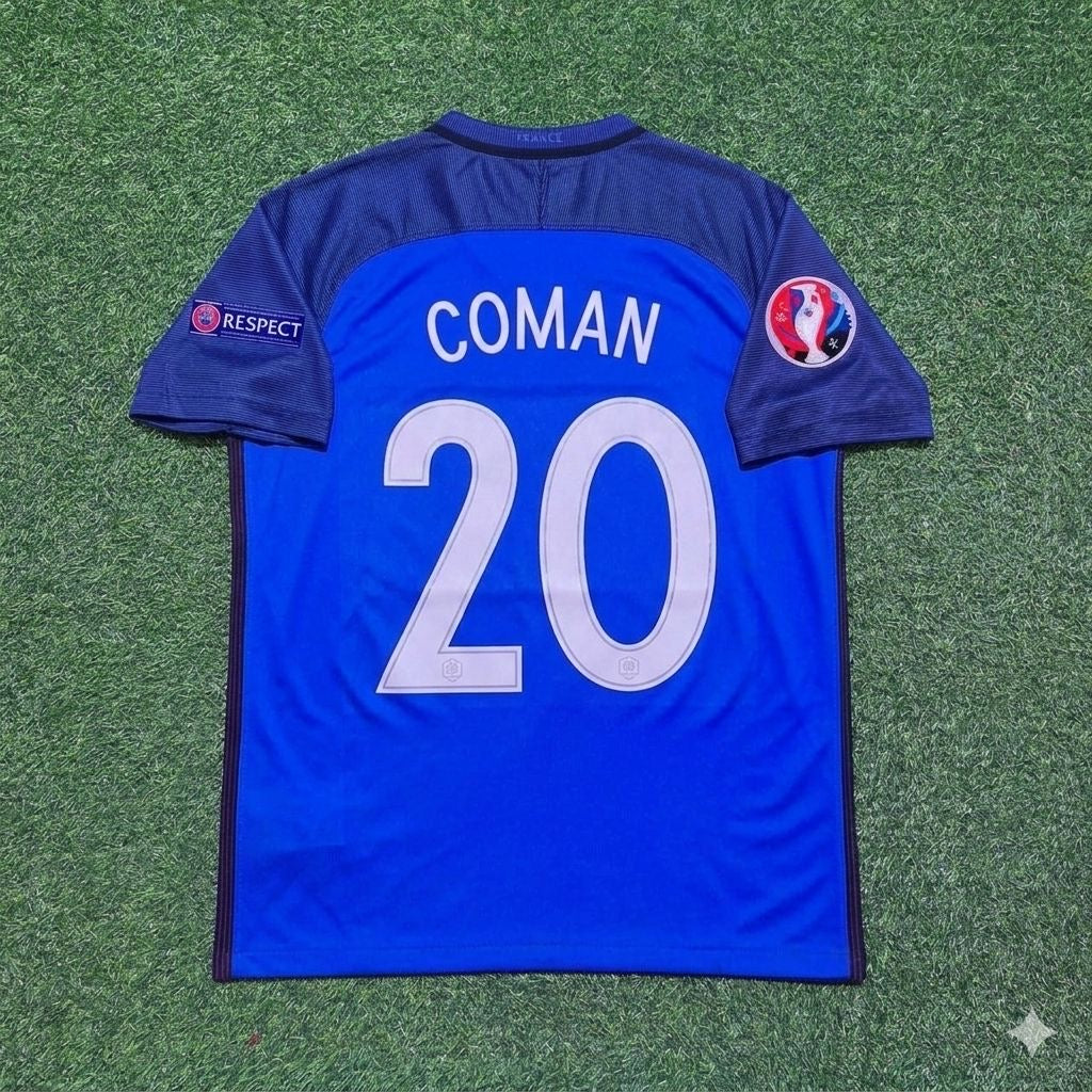 France Euro 2016 Home Retro Football Jersey – Kingsley Coman #20 – Back View