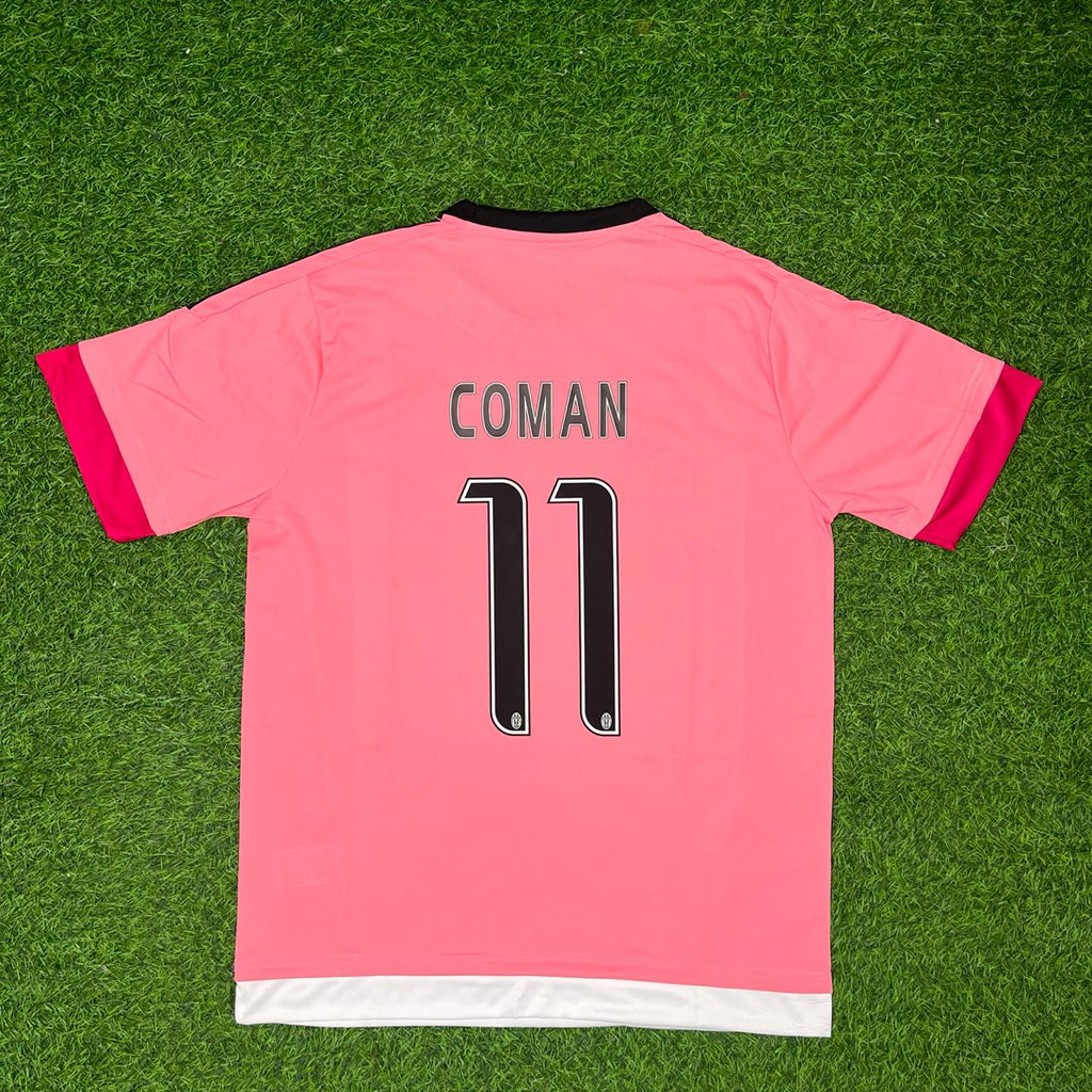 Juventus Pink Retro Football Jersey – Kingsley Coman – Back View