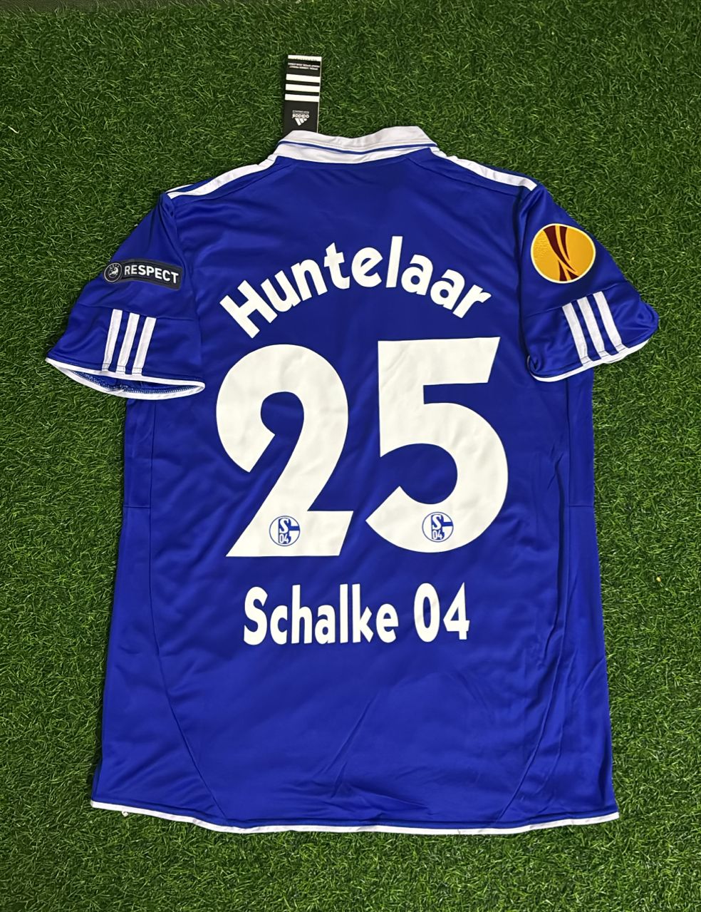 Klaas-Jan Huntelaar Schalke 04 2011 2012 Retro Uefa Patch Football Jersey – Back View