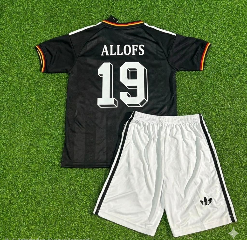 Klaus Allofs Germany Black Retro Kids Football Jersey – Back View