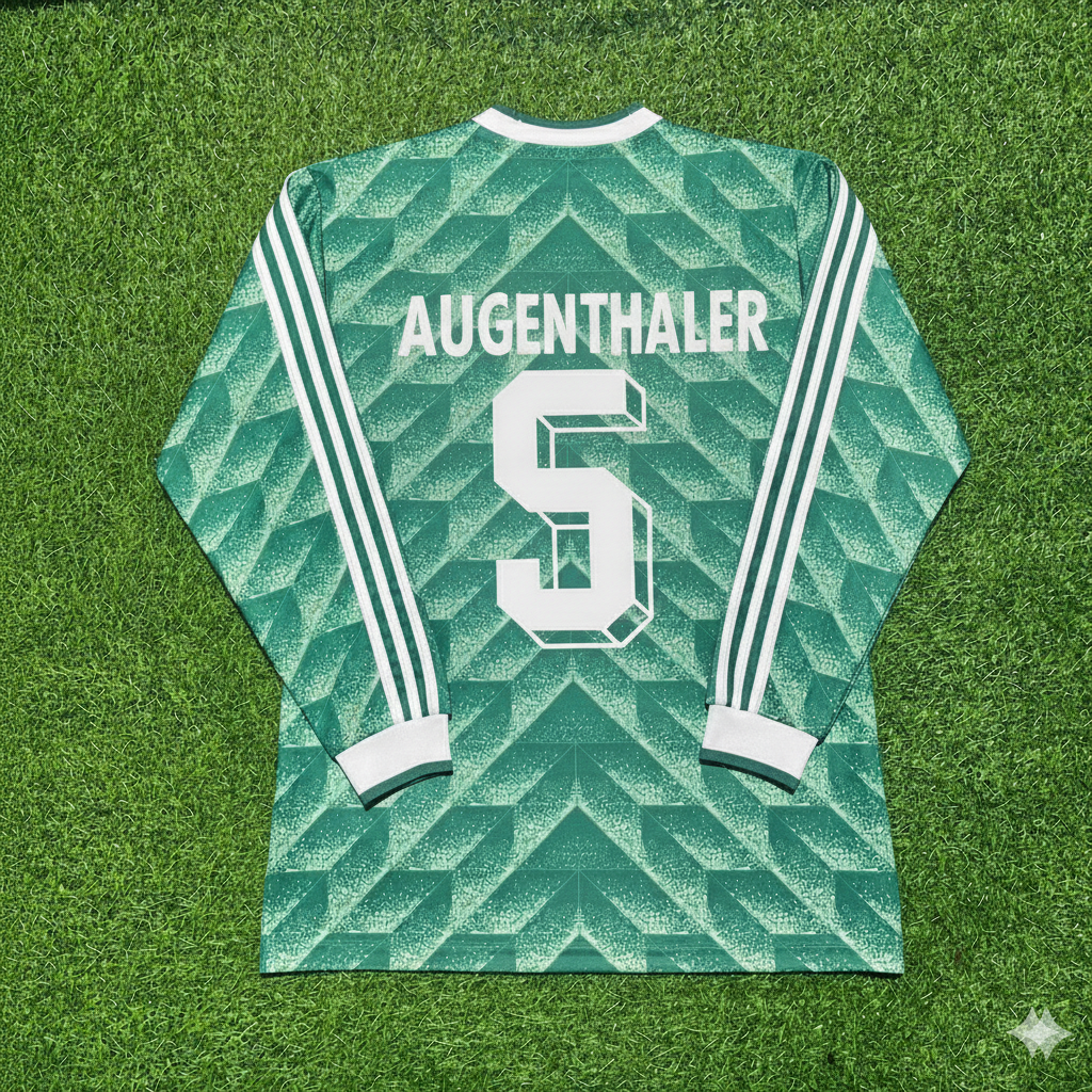 Germany 1990 World Cup Green Long Sleeve Football Jersey – Klaus Augenthaler – Back View