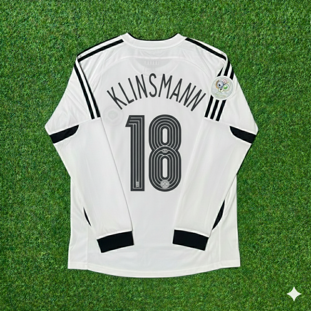 Germany World Cup Long Sleeve White Retro Football Jersey – Jürgen Klinsmann – Back View